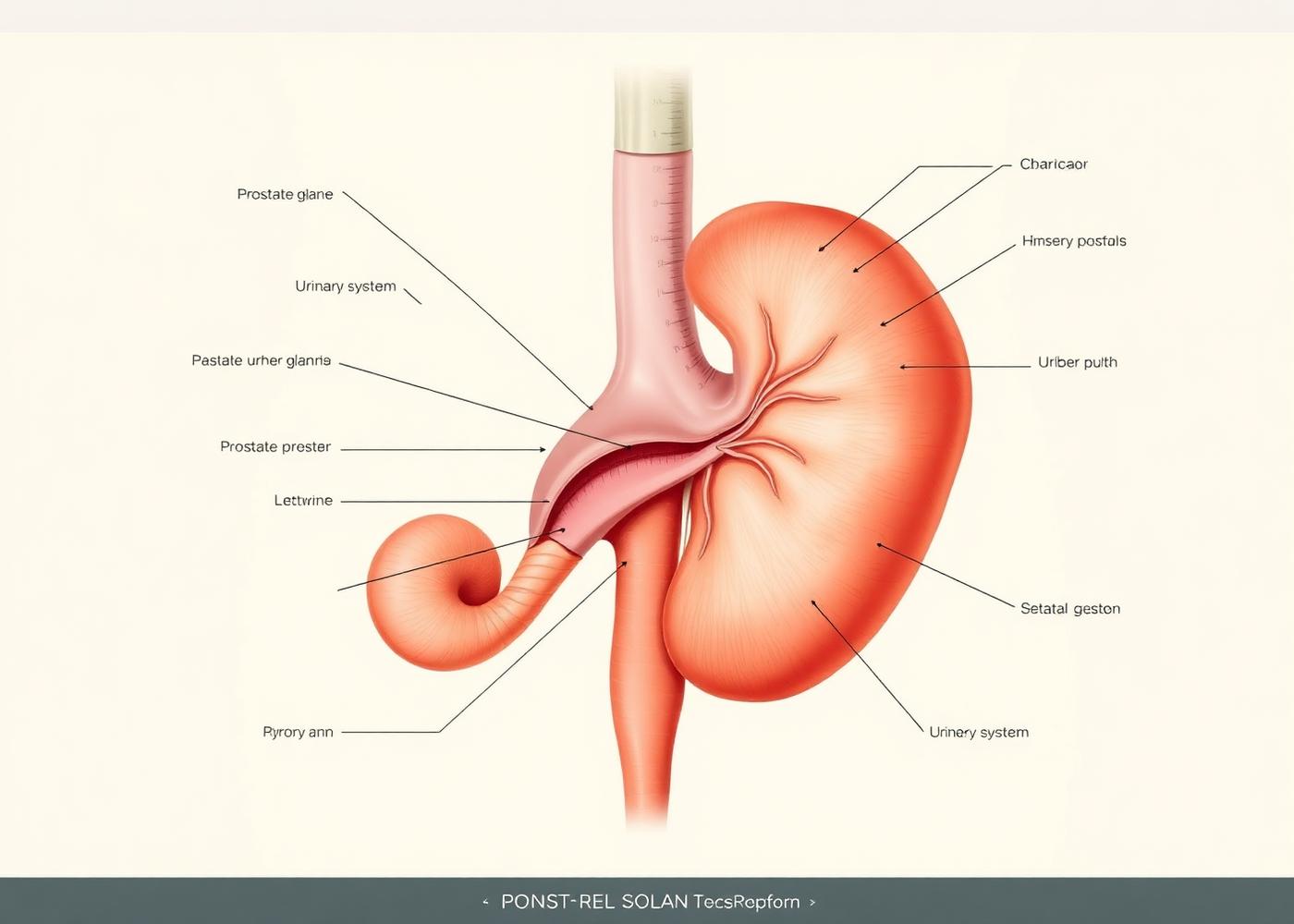 Schematyczna ilustracja anatomiczna prostaty i układu moczowego